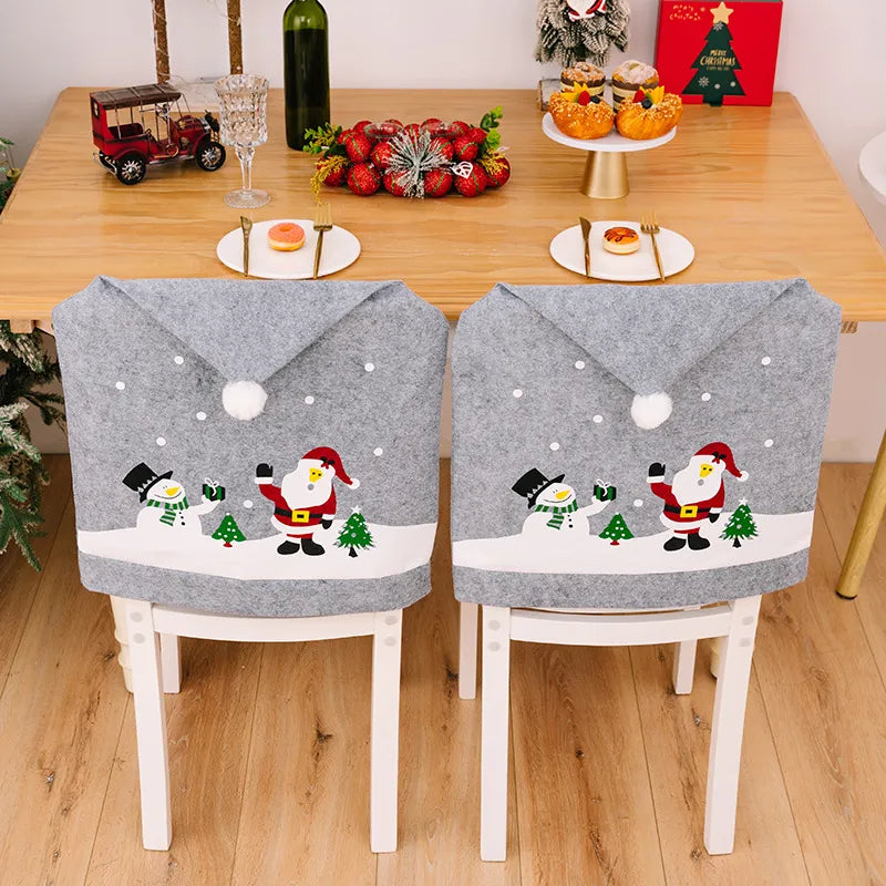 Christmas Chair Cover Santa Hat Festive Dining Decor