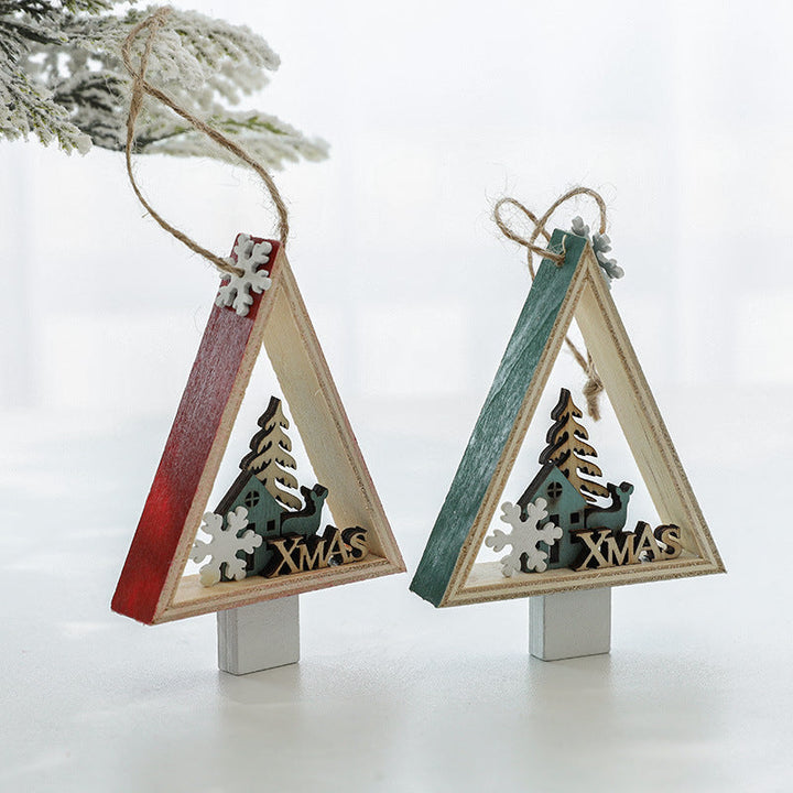 Wooden Christmas Tree Pendants for Rustic Holiday Charm