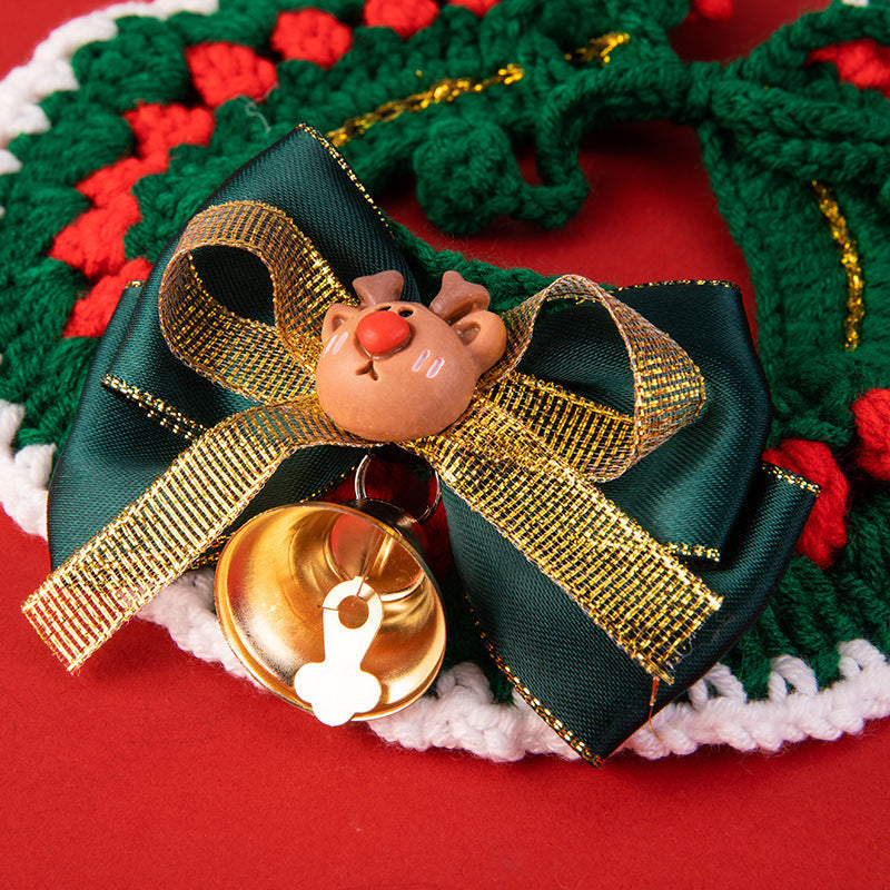 Christmas Pet Collar With Handmade Knitted Holiday Style
