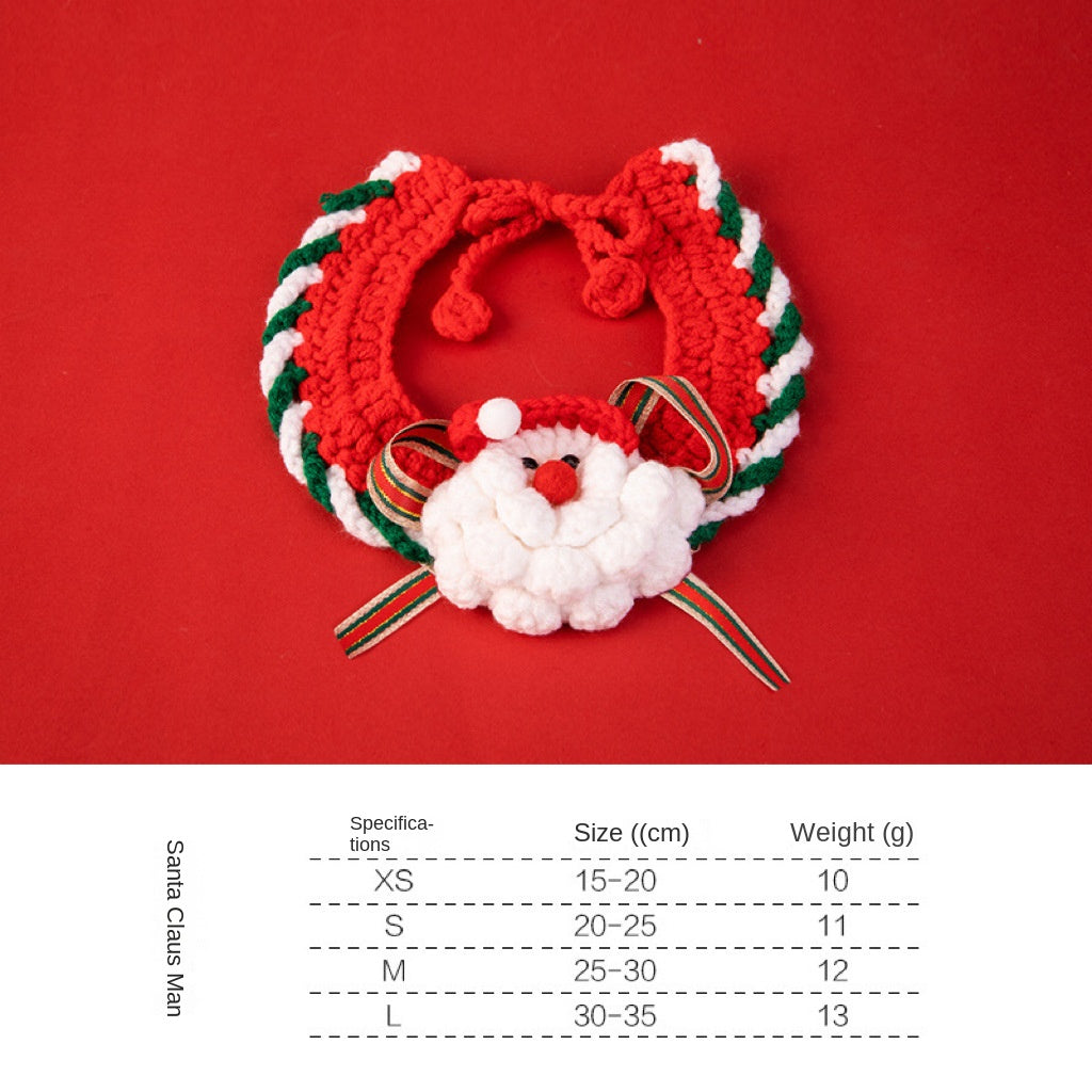Christmas Pet Collar With Handmade Knitted Holiday Style