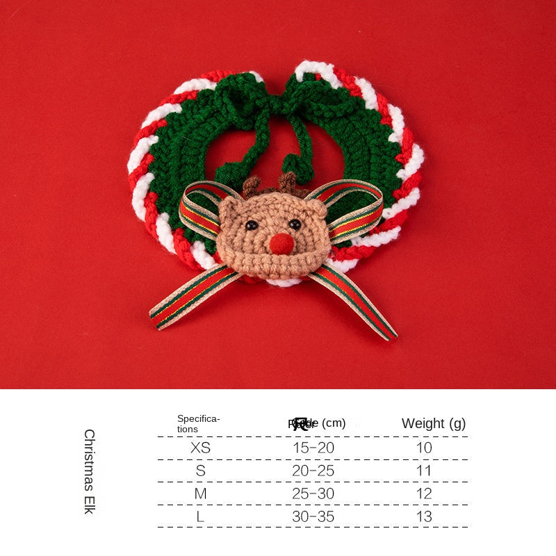 Christmas Pet Collar With Handmade Knitted Holiday Style