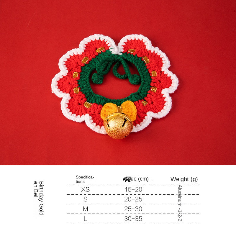 Christmas Pet Collar With Handmade Knitted Holiday Style