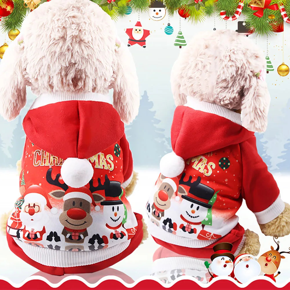 Christmas Dog Hoodie for Small Dogs, Warm Soft Fleece
