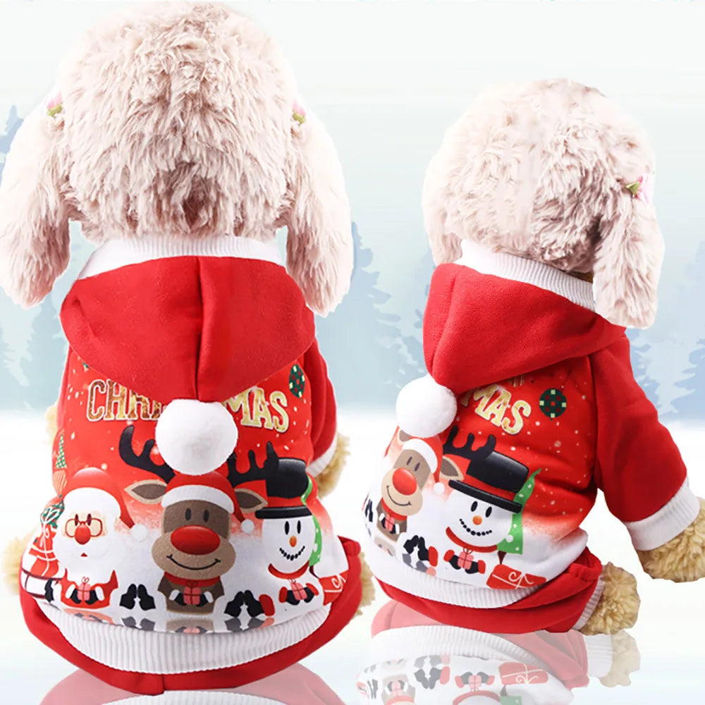 Christmas Dog Hoodie for Small Dogs, Warm Soft Fleece
