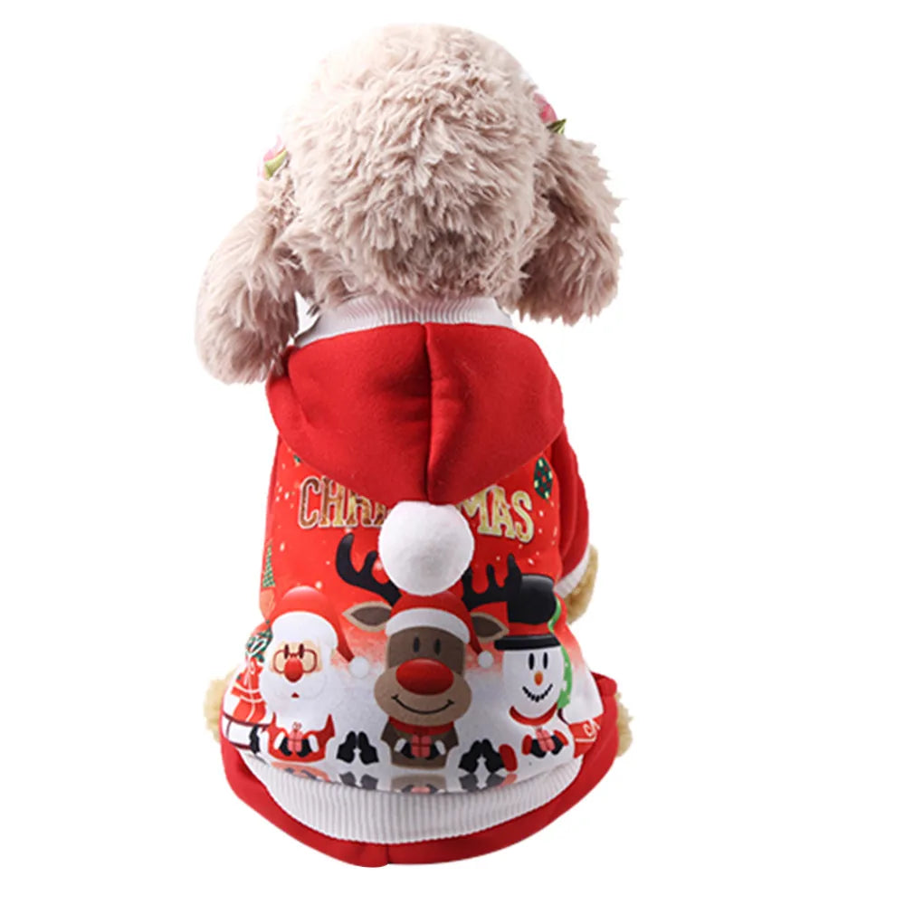 Christmas Dog Hoodie for Small Dogs, Warm Soft Fleece