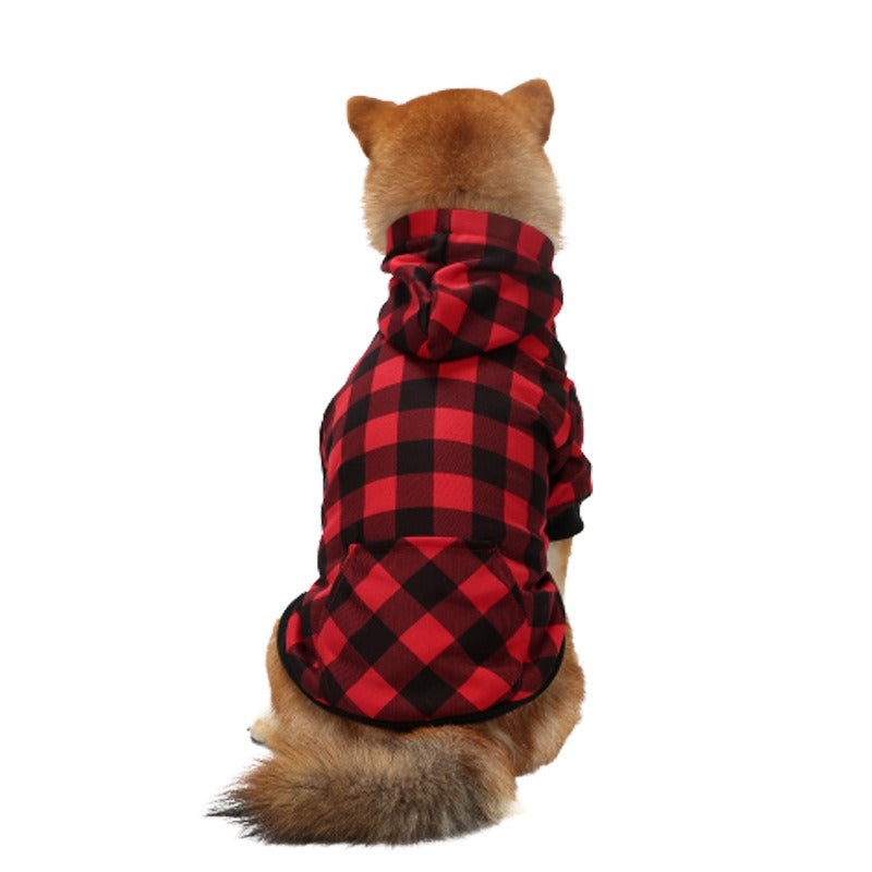 Christmas Plaid Dog Hoodie for Cozy Winter Walks and Photos