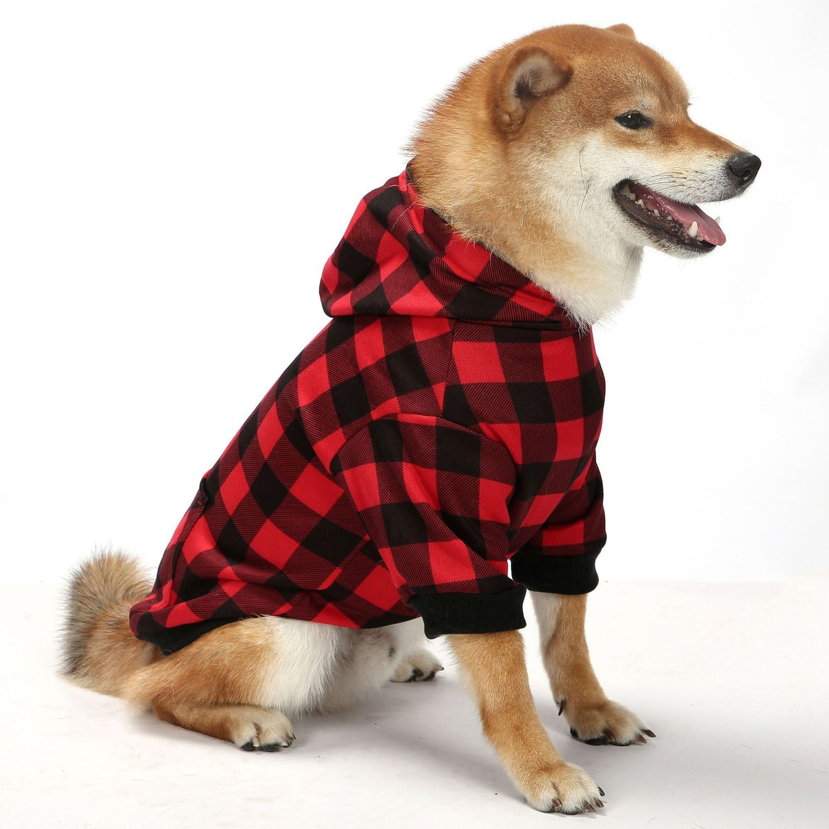 Christmas Plaid Dog Hoodie for Cozy Winter Walks and Photos