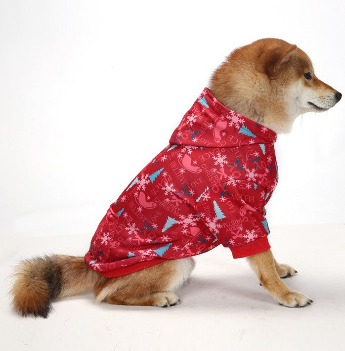 Christmas Plaid Dog Hoodie for Cozy Winter Walks and Photos