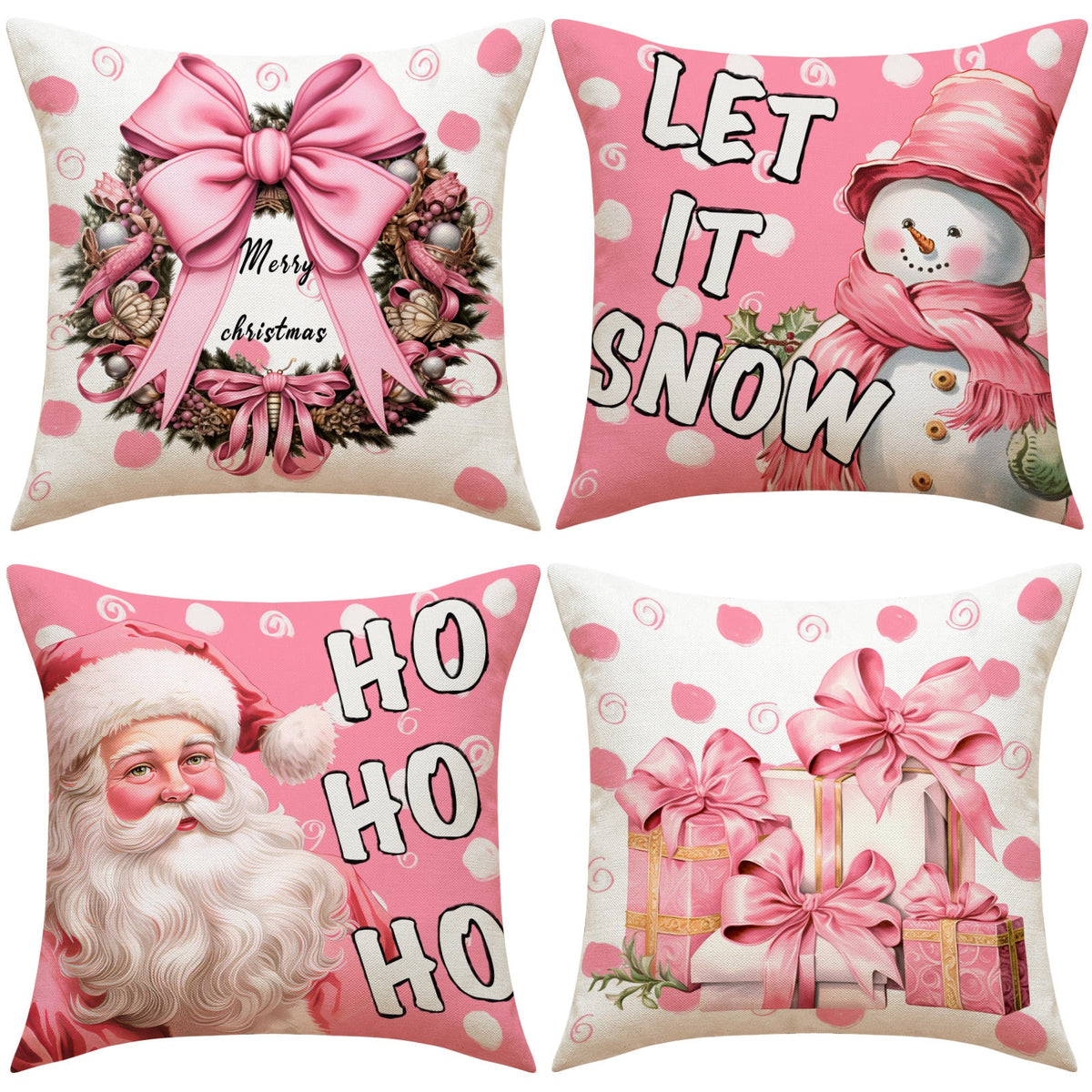 Christmas Pillow Cover — Playful Pink Holiday Decor
