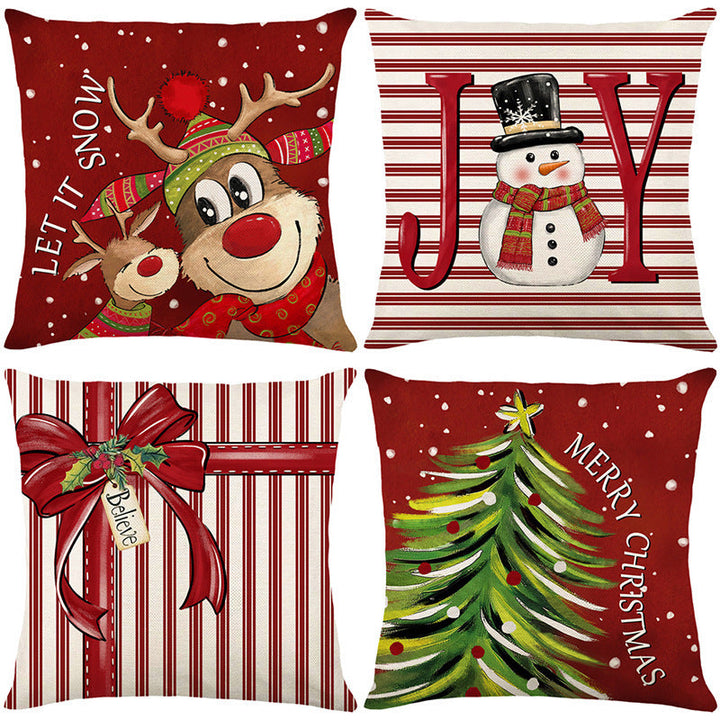 Christmas Pillow Covers Set – Festive Linen Sofa Decor