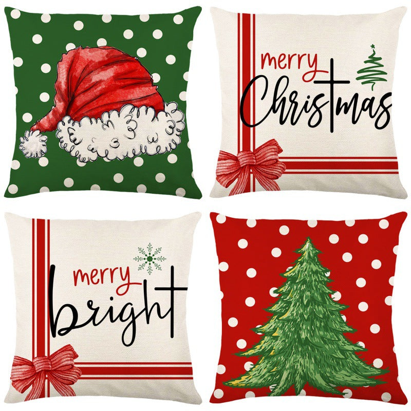 Christmas Linen Pillow Cover for Festive Sofa Decor