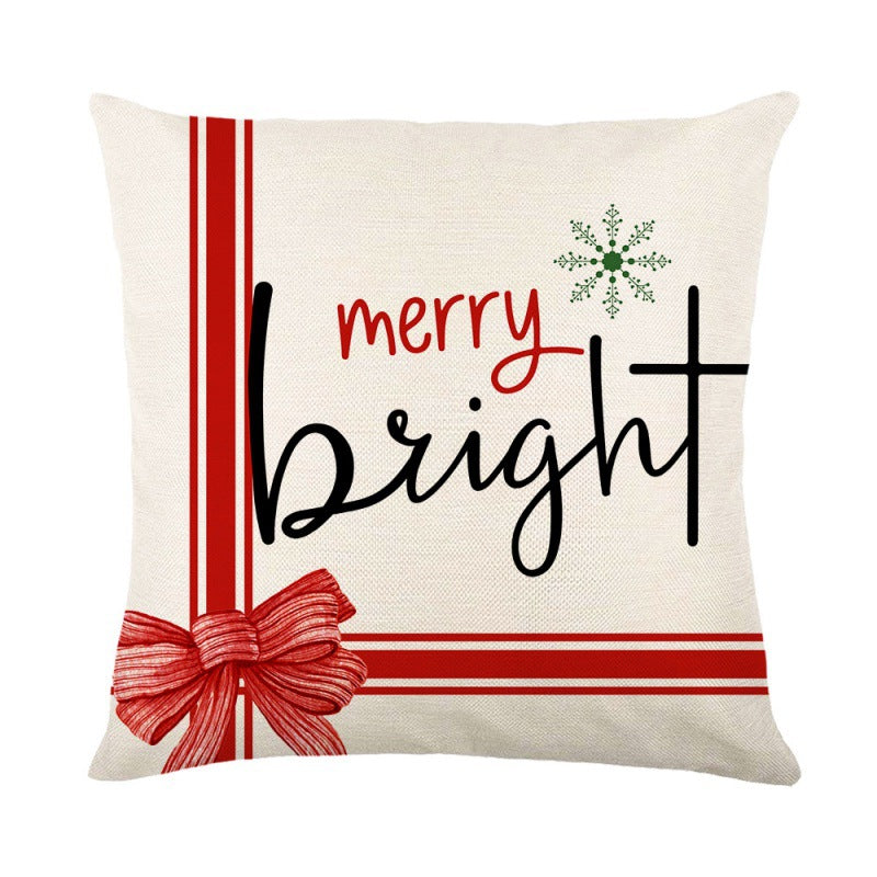 Christmas Linen Pillow Cover for Festive Sofa Decor