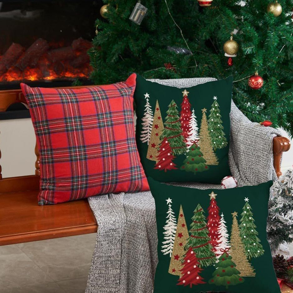 Christmas Pillow Cover – Cozy Plaid Holiday Decor
