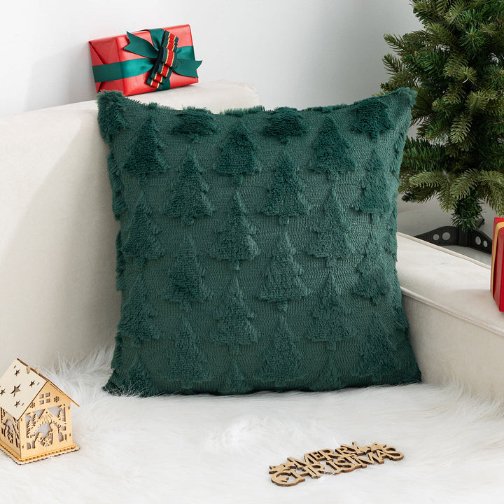 Christmas Pillow Cover Plush Snowflake Tree Sofa Decor
