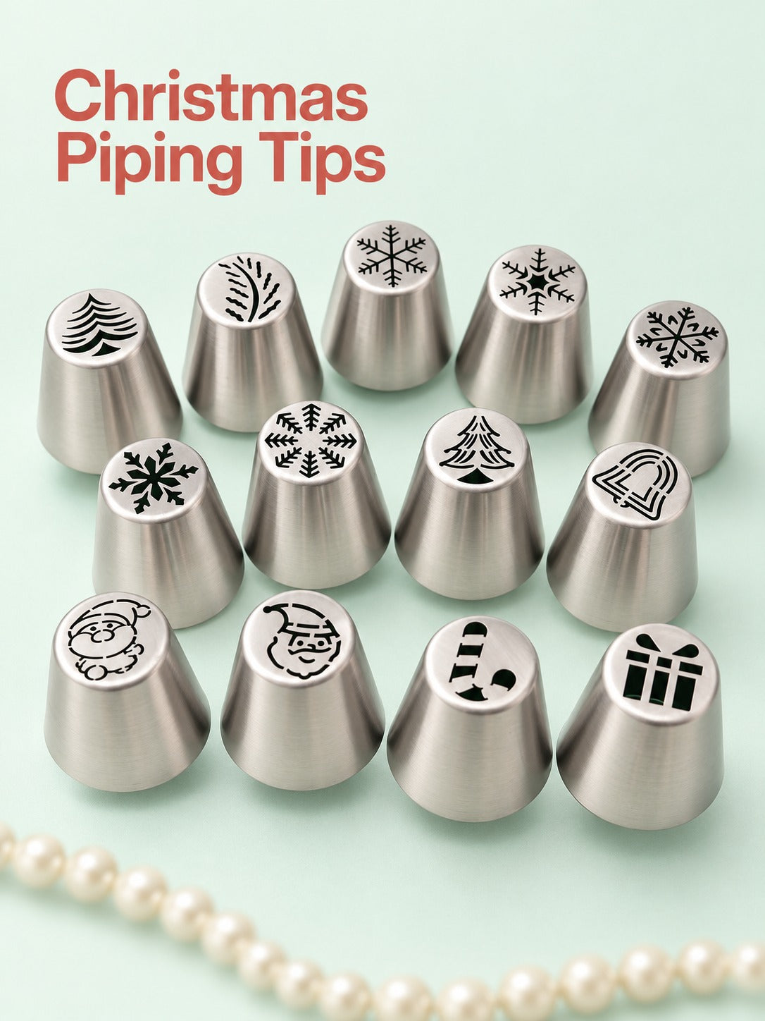 Christmas Piping Tip Set: 13 Steel Tips for Holiday Cupcakes