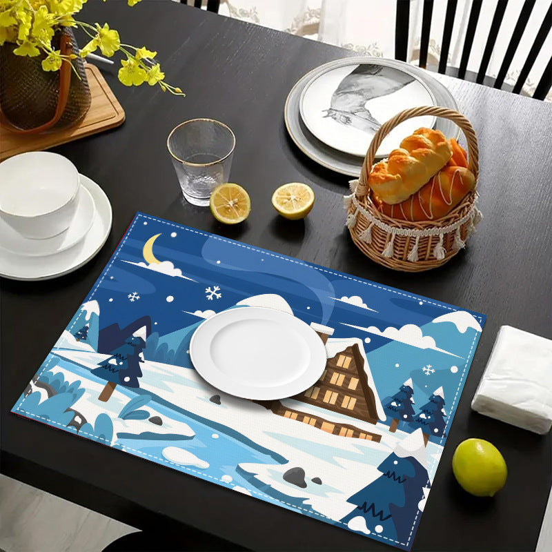 Christmas Placemat Winter Scenery Dining Table Decor