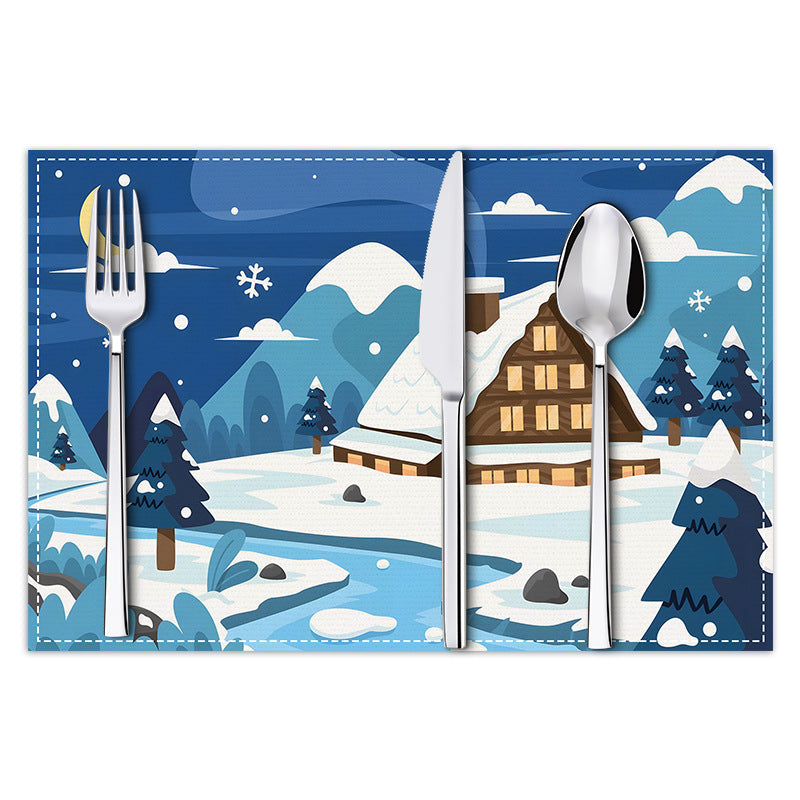 Christmas Placemat Winter Scenery Dining Table Decor