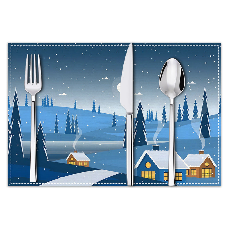 Christmas Placemat Winter Scenery Dining Table Decor