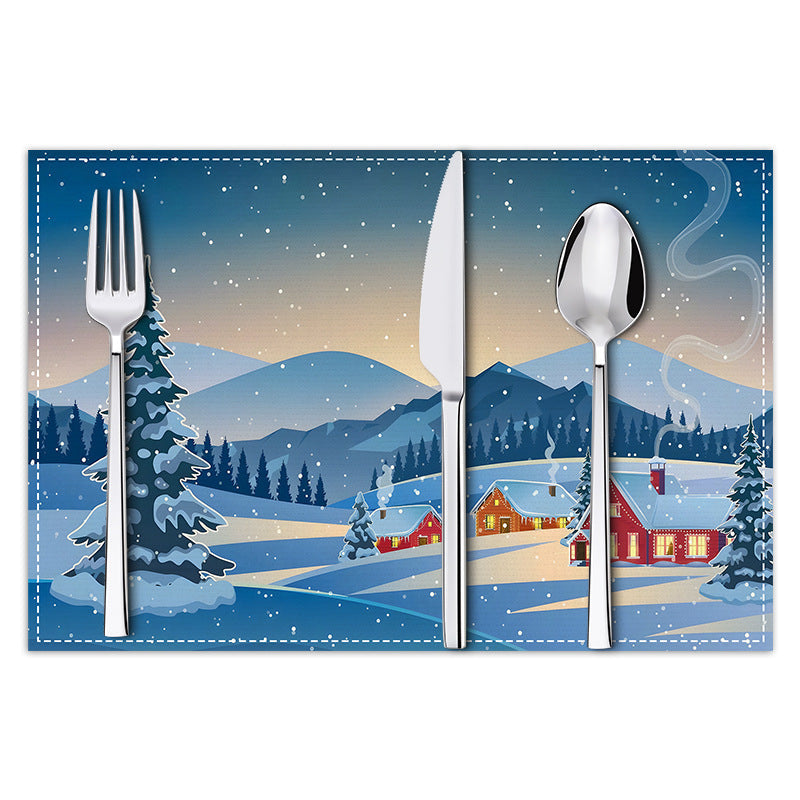 Christmas Placemat Winter Scenery Dining Table Decor