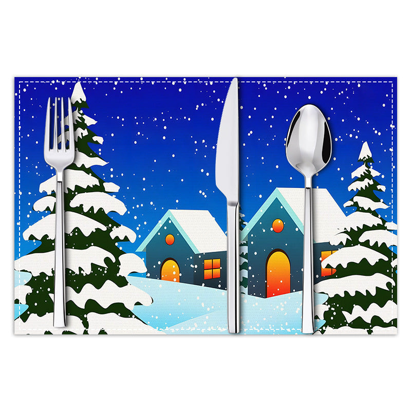 Christmas Placemat Winter Scenery Dining Table Decor