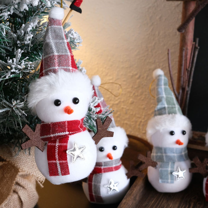 Christmas Plaid Snowman Ornaments for Festive Cheer