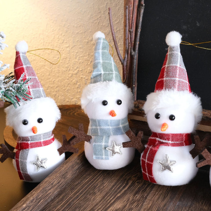 Christmas Plaid Snowman Ornaments for Festive Cheer