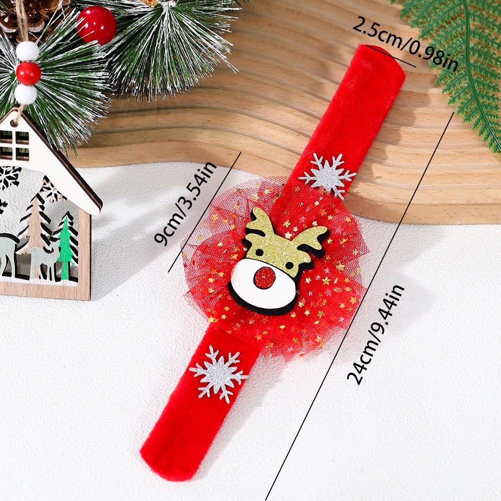 Christmas Plush Bracelet With Reindeer Holiday Charm