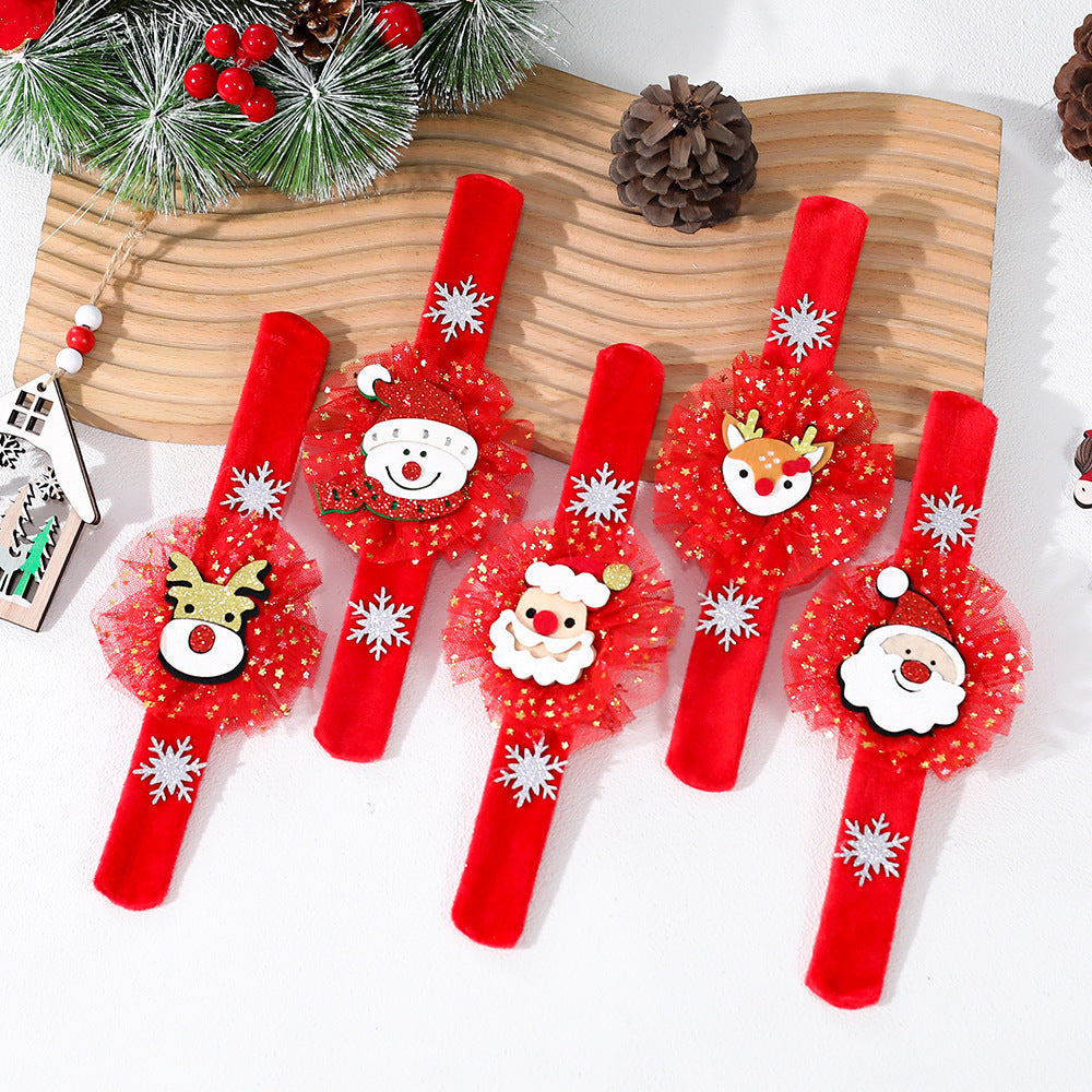 Christmas Plush Bracelet With Reindeer Holiday Charm
