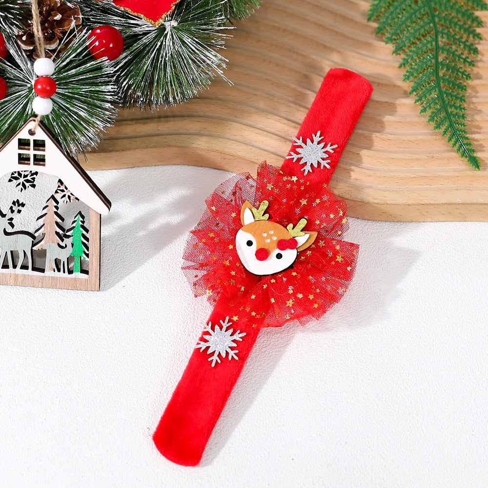 Christmas Plush Bracelet With Reindeer Holiday Charm