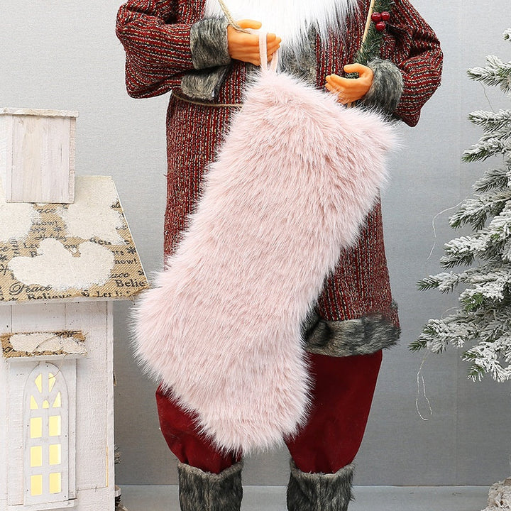 Christmas Plush Stocking Gift Holder for Cozy Decor