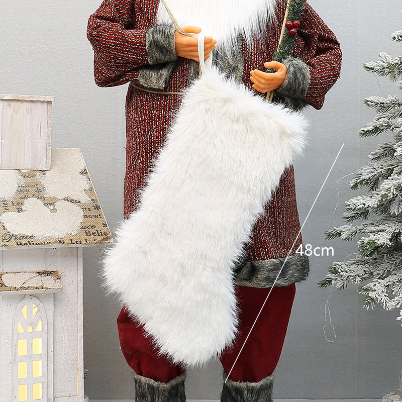 Christmas Plush Stocking Gift Holder for Cozy Decor