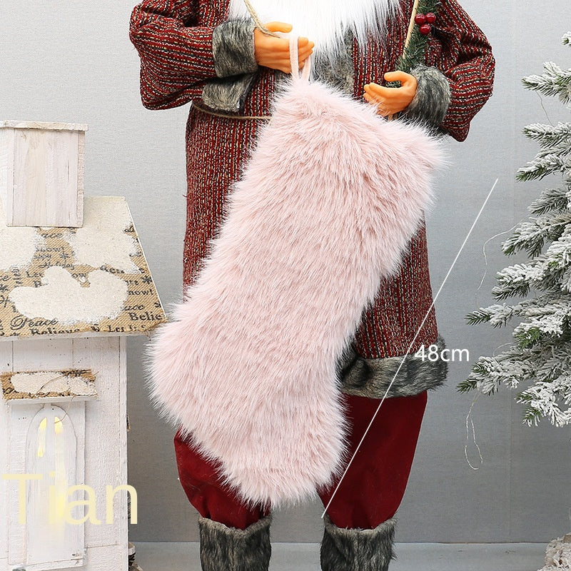 Christmas Plush Stocking Gift Holder for Cozy Decor