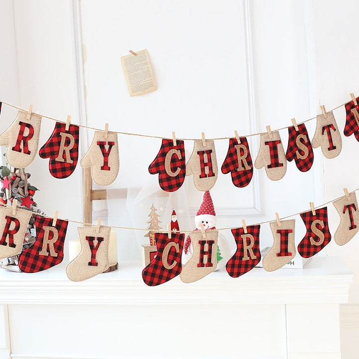 Christmas Stocking Banner for Rustic Holiday Mantels