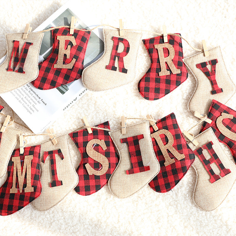 Christmas Stocking Banner for Rustic Holiday Mantels