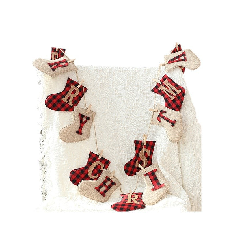 Christmas Stocking Banner for Rustic Holiday Mantels