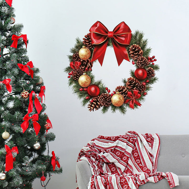 Christmas Wall Sticker — Traditional Wreath Look