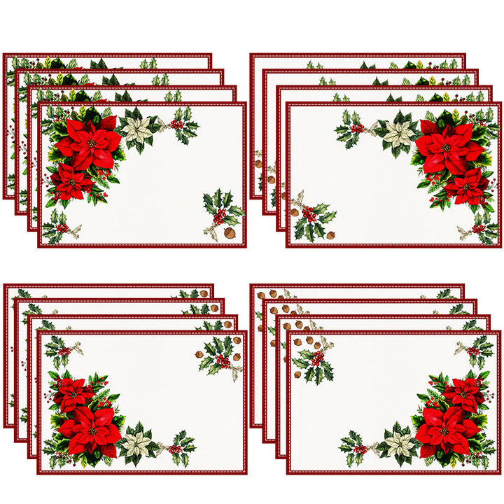 Christmas Table Mats With Festive Poinsettia Decor