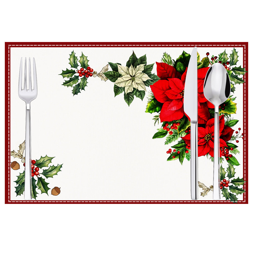 Christmas Table Mats With Festive Poinsettia Decor