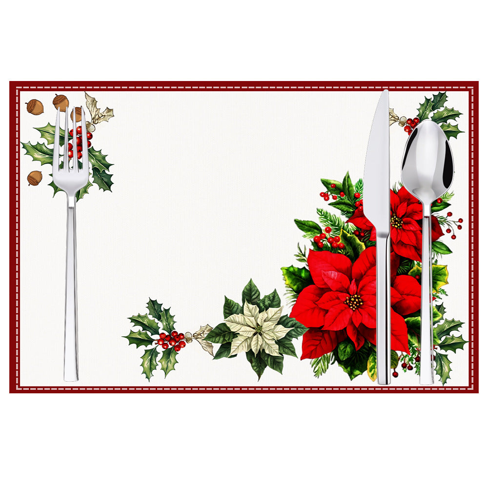 Christmas Table Mats With Festive Poinsettia Decor