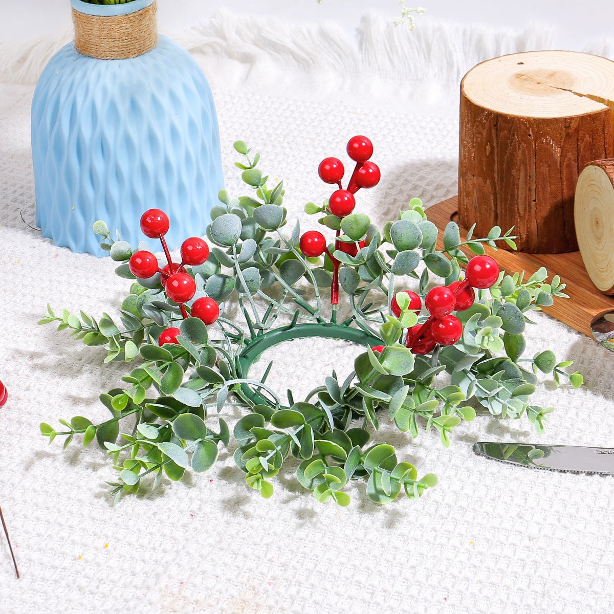 Christmas Candle Ring Wreath for Festive Table Decor