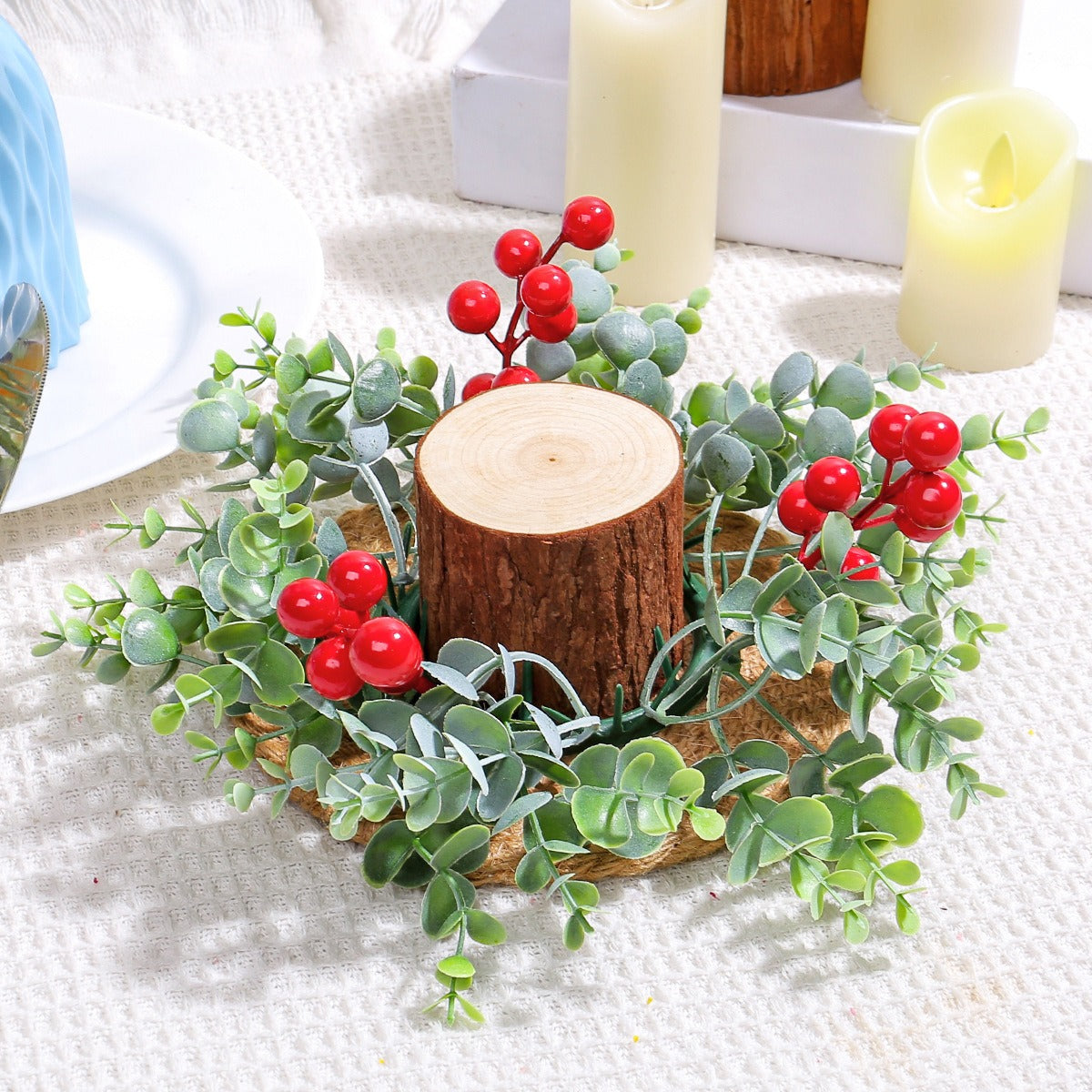 Christmas Candle Ring Wreath for Festive Table Decor