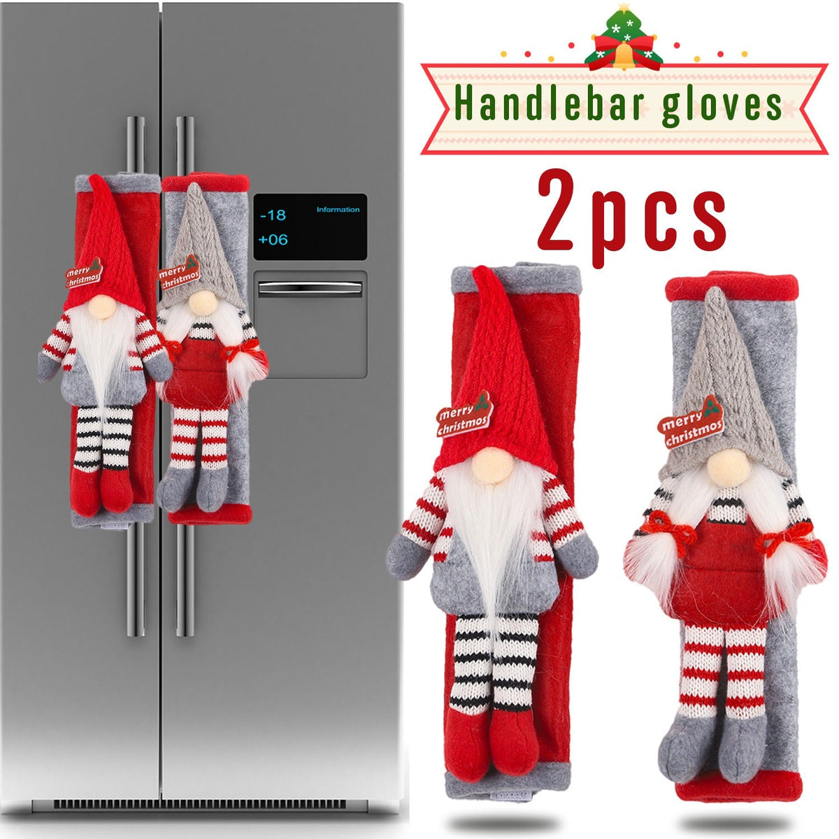 Christmas Refrigerator Handle Covers, 2-Piece Gnomes