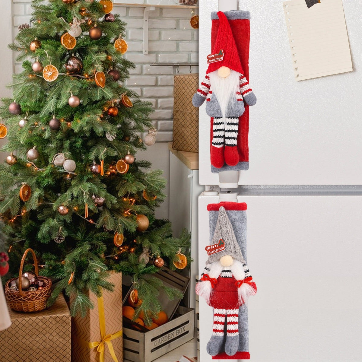 Christmas Refrigerator Handle Covers, 2-Piece Gnomes