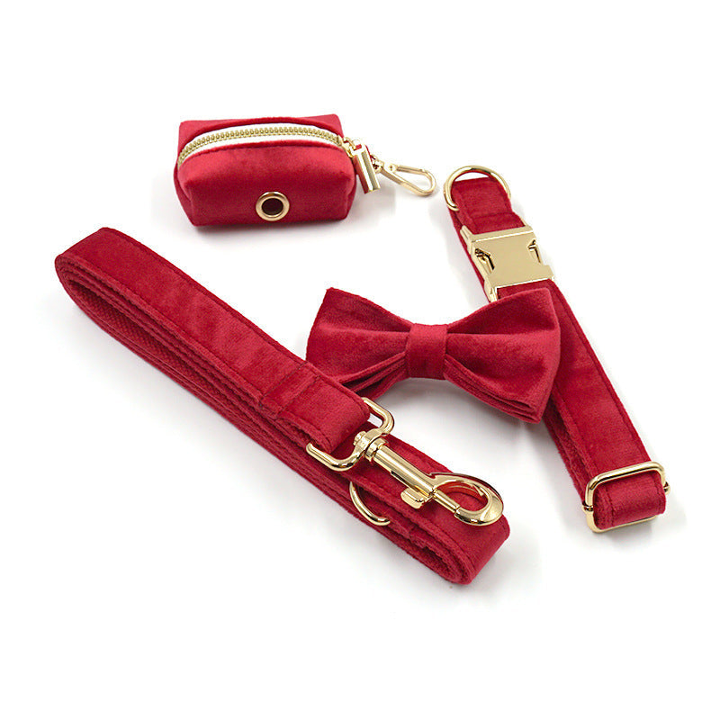 Christmas Velvet Dog Collar Set with Matching Leash