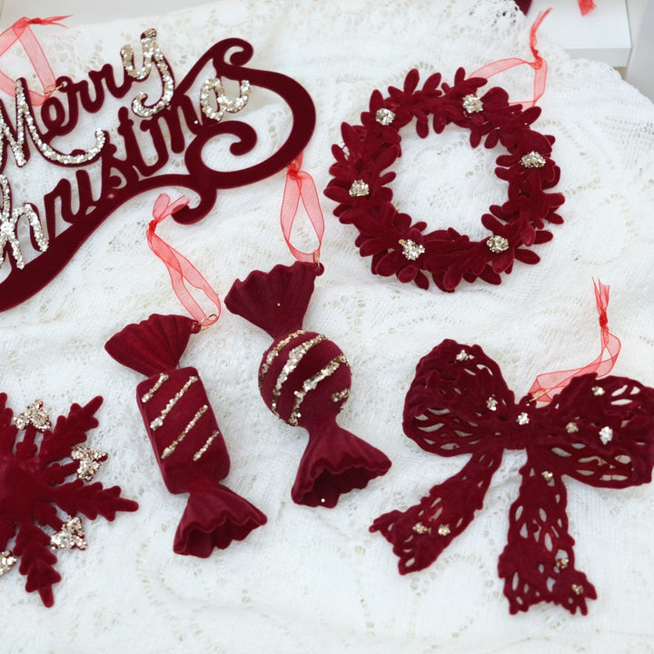 Christmas Door Hanger Wreath Set for Rich Red Holiday Decor