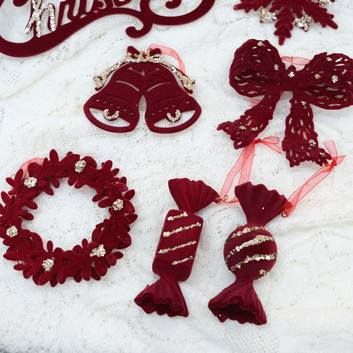 Christmas Door Hanger Wreath Set for Rich Red Holiday Decor