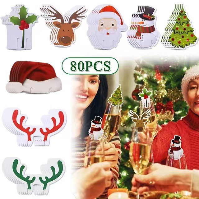 Christmas Wine Glass Decorations, 80-Piece Party Set