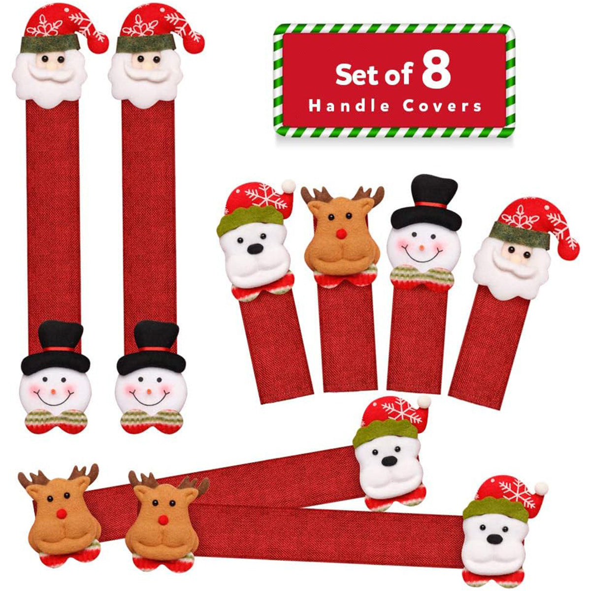 Christmas Appliance Handle Covers Set of 8 for Cheer