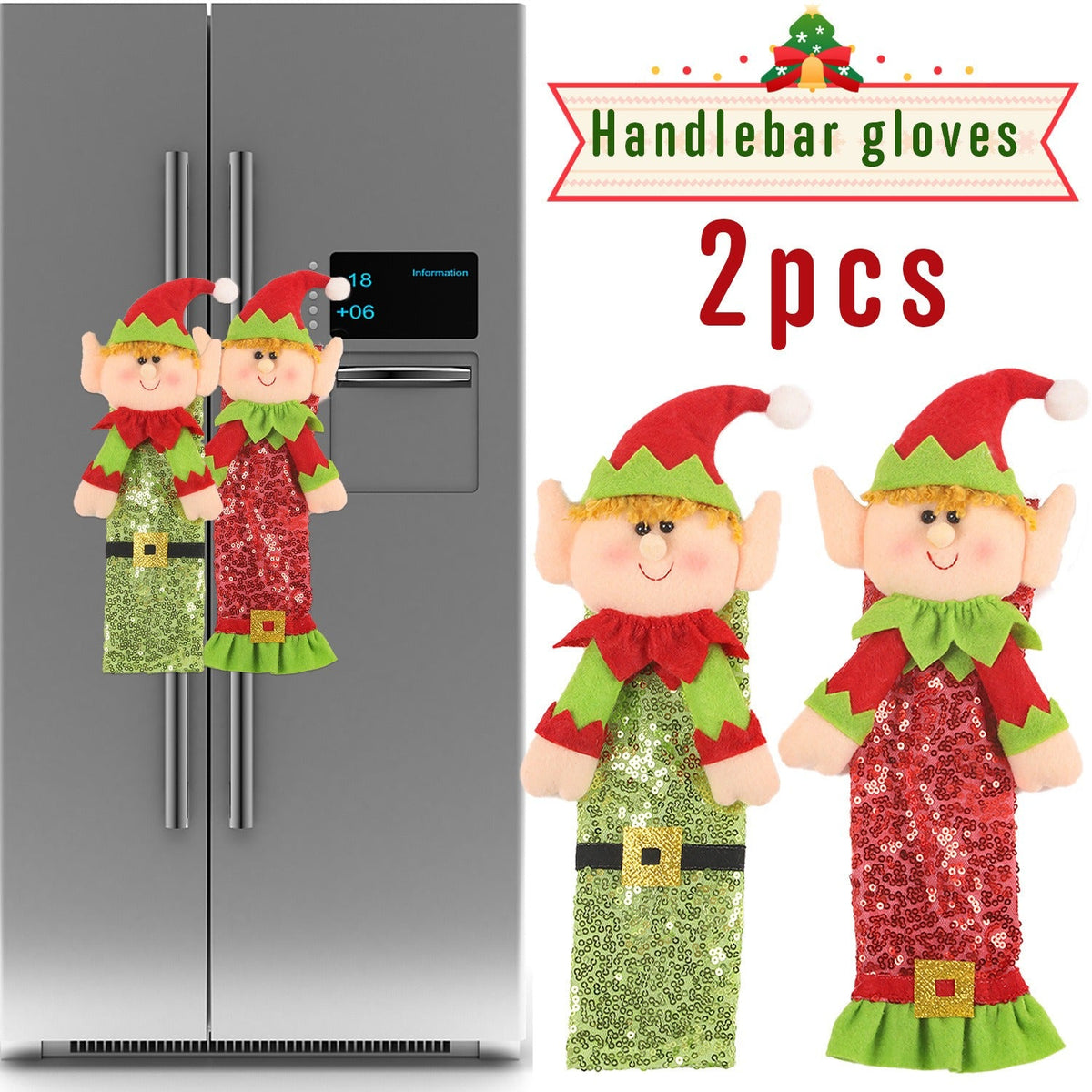 Christmas Refrigerator Handle Covers for Festive Decor