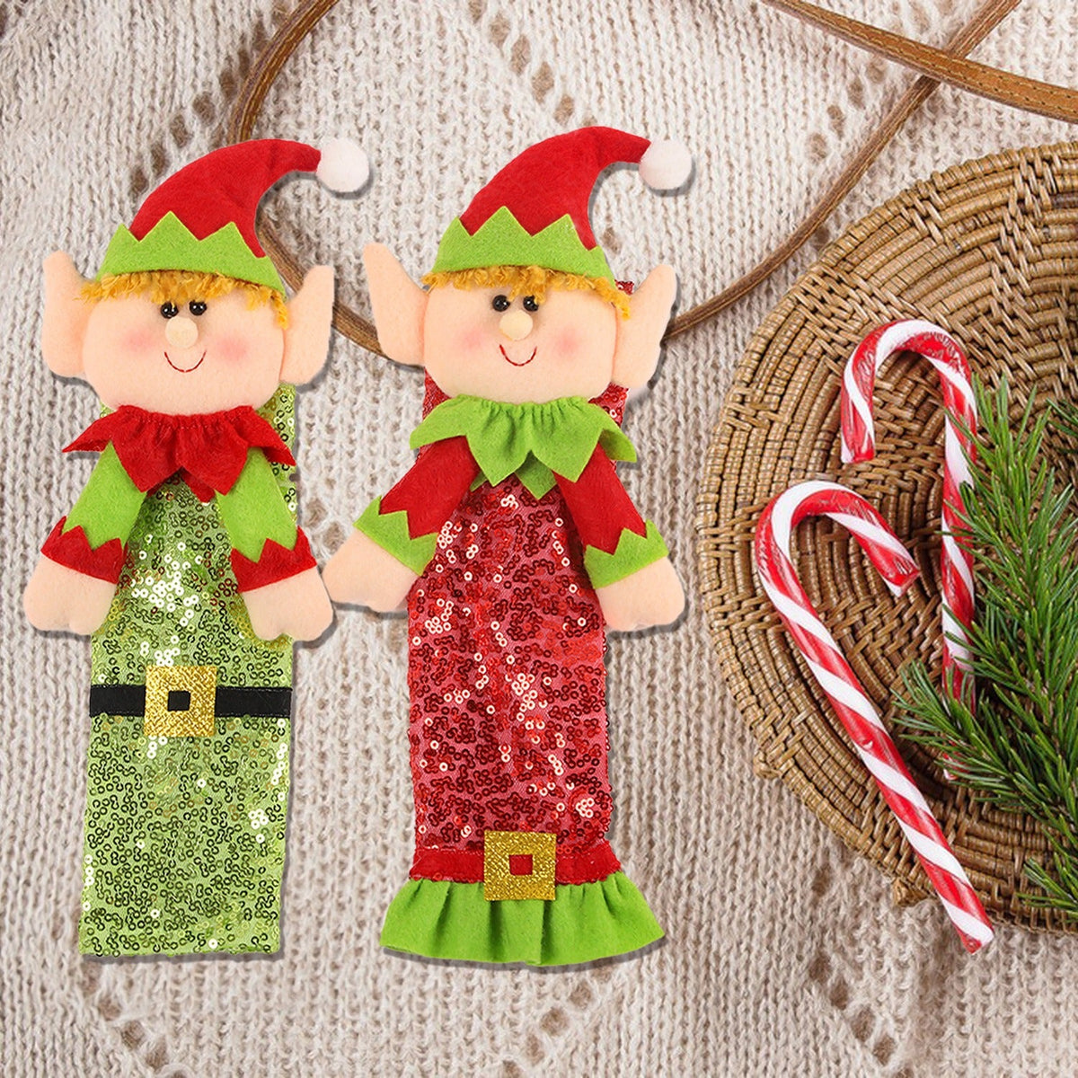 Christmas Refrigerator Handle Covers for Festive Decor